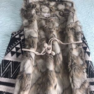 Miss Me faux fur hooded vest. Like new